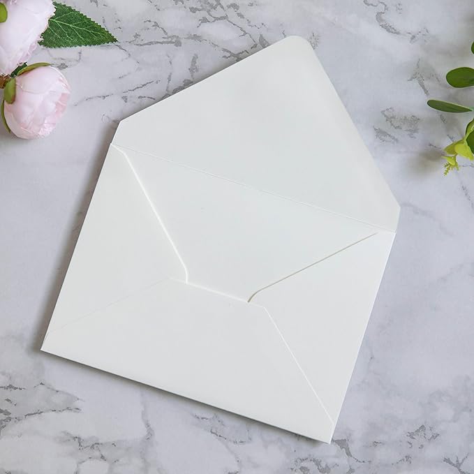 PONATIA 50 PCS A7 Envelopes, 5.25 x 7.48'' Matte Ivory Envelope, Perfect 5x7 Envelopes for Wedding Invitation Cards, Christmas Gift Cards Envelope, Acrylic Invitations, Photos