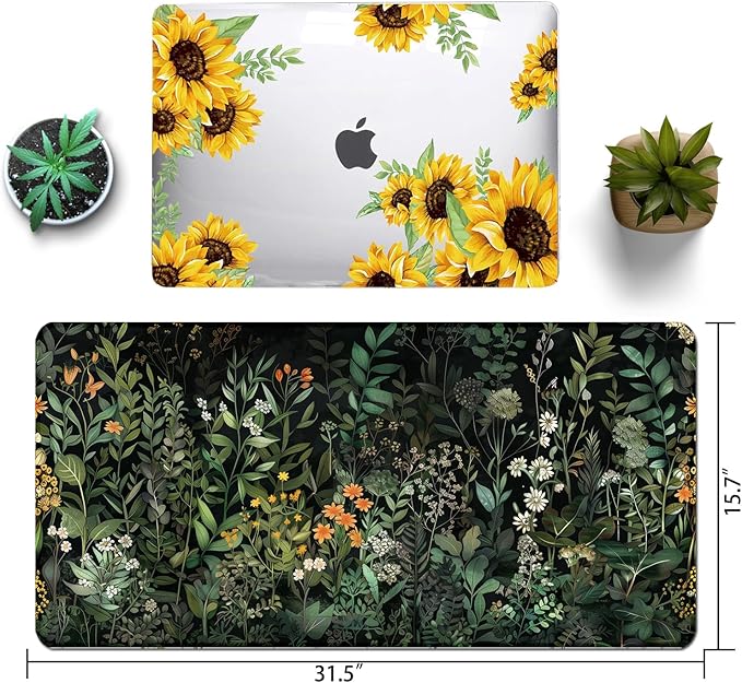 Floral Large Desk Mat 31.5 x 15.7 inch, Waterproof Extended Gaming Mousepad XXL, Aesthetic Flowers Desktop Mat, Non-Slip Keyboard and Laptop Pad, Computer Writing Mat for Home Office Accessories