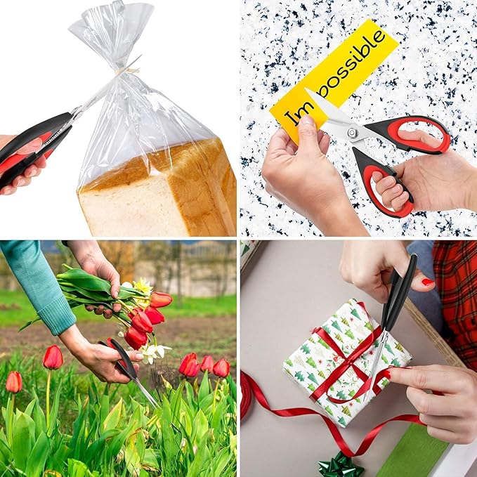 3-Pack 8.5"Kitchen Scissors All Purpose Heavy Duty with Protective Sheath, Soft Grip Comfort Handle, Dishwasher Safe Kitchen Utensils Gadgets Set, Stainless Cooking Meat Poultry Food Shears