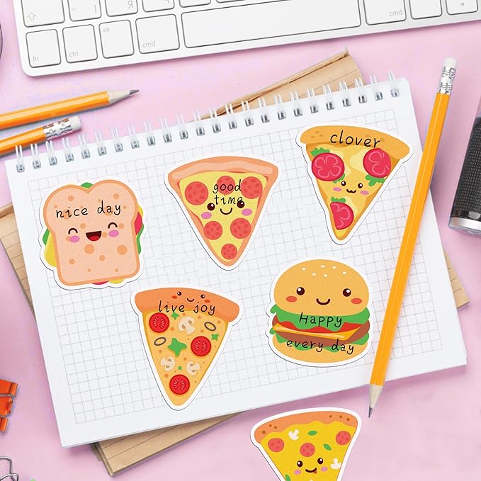 Pizza Sticky Notes, 240 Pages Cute Pizza Self Adhesive Memo Pad Pizzas Sticky Note Self Stick Notes Memo Pads for Home, School, Office -12 Designs