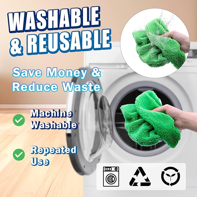 RuannoClean Reusable Mop Pads Compatible with Swiffer Sweeper Mop, Washable Wet Mop Pads Refills, Dry Sweeping Cloths, Microfiber Mops for Floor Cleaning -4 Pack
