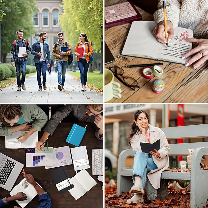 ViVin Lined Journal Notebooks for Work, 192 Pages, Medium 5.5 x 8.3 inch, College Ruled, A5 Hardcover Journaling Notebooks for Work, 3 Pack Bulk