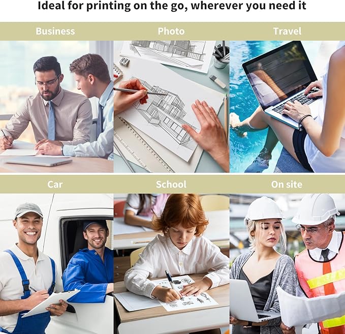 JADENS Portable Printers Wireless for Travel, Thermal Inkless Printer, Support 8.5" X 11" Thermal Paper(Yellow)