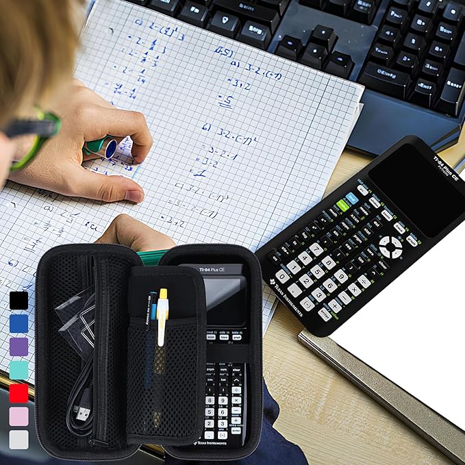 Storage Case Compatible with Texas Ti-84 Plus CE/TI-84 Plus/TI-Nspire CX II CAS/TI-Nspire CX II/TI-83 Plus/TI-89 Titanium/TI-85/TI-86 Calculator (Black)