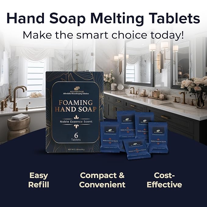 Foaming Hand Soap Tablets Refill – Noble Essence Scent, 6-Pack Concentrated Tablets Foaming Hand Soap