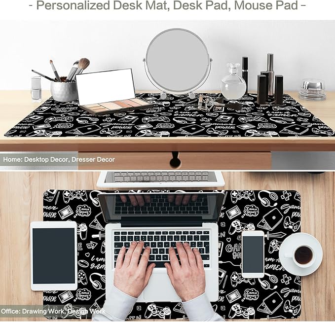 Vimorco Large Gaming Mouse Pad, Large Desk Pad Big Computer Mat Mousepad, Desk Mat Laptop Keyboard Mouse Mat for Game/Office/Home/Work 31.5x15.7 in, Gamer Power Gaming Time