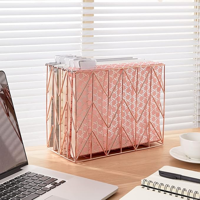 Y YOMA 6 Pack Decorative Hanging File Folders Letter Size File Folder Cute Pretty Hanging Folder Organizer for Filing Cabinet Office Home Desktop with 1/5-Cut Adjustable Tabs, 3 Silver Foil Design