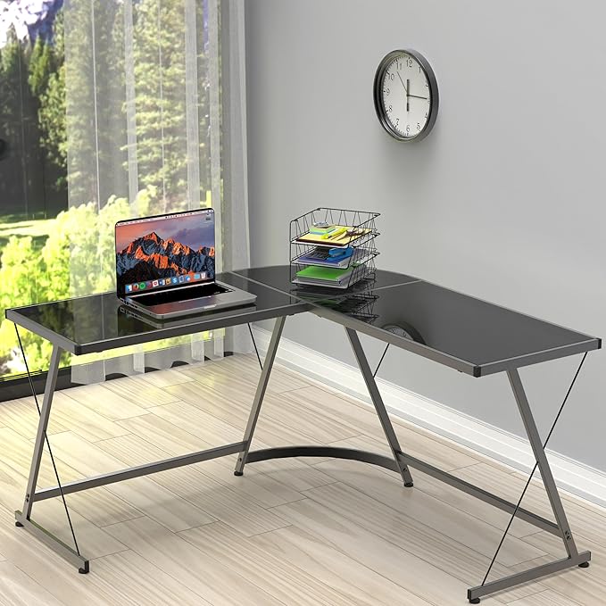 Simple Houseware Stackable Desk File Document Letter Tray with Liner, Wire Grid, 3 Packs, Black