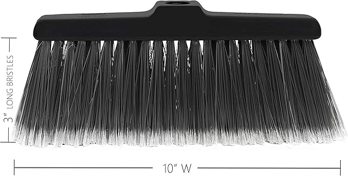 Fuller Brush Black Kitchen Broom – Heavy Duty Floor Sweeper with Fine Bristles & Adjustable Steel Handle - Dust Sweeping for Home or Office Wood, Laminate, Linoleum and Tile Floors (Head for Broom)