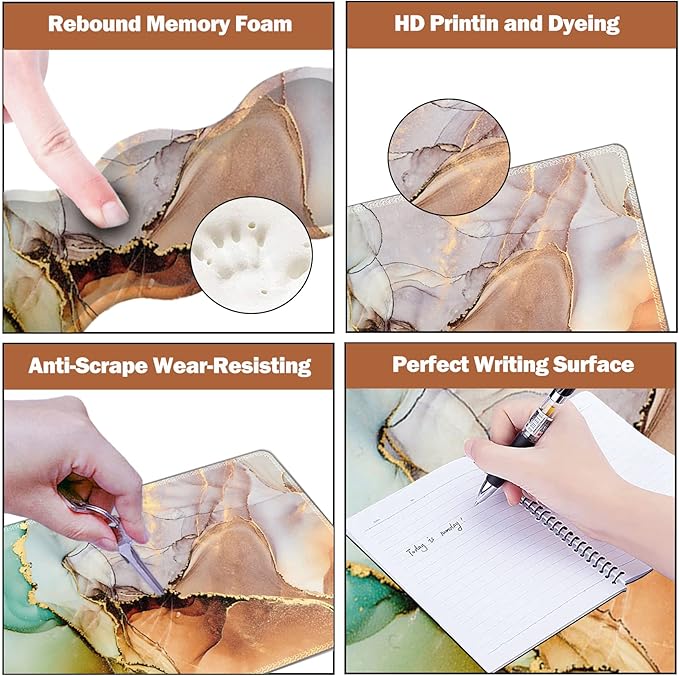 Upgraded Extended Gaming Mouse Pad, Keyboard Wrist Rest Pad, Wrist Support Mousepad Set, Artso Large Rubber Base Stitched Edges Desk Pad (35 x15.5 in) for Office, Home,Abstract Art Marble