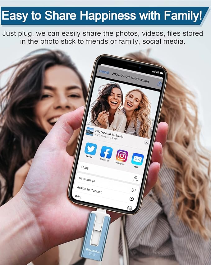 Sunany Flash Drive 512GB Thumb Drive USB Memory Stick High Speed External Storage USB Stick Photo Stick for Phone, Pad, Android, PC and More Devices (Blue)