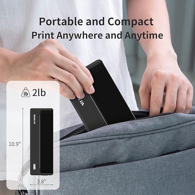 Rongta Portable Printer Wireless for Travel,300DPI Bluetooth Inkless Thermal Printer, for Office/School/Home Use,Compatible with Android,iOS & Laptop,Support 8.5" X 11" US Letter