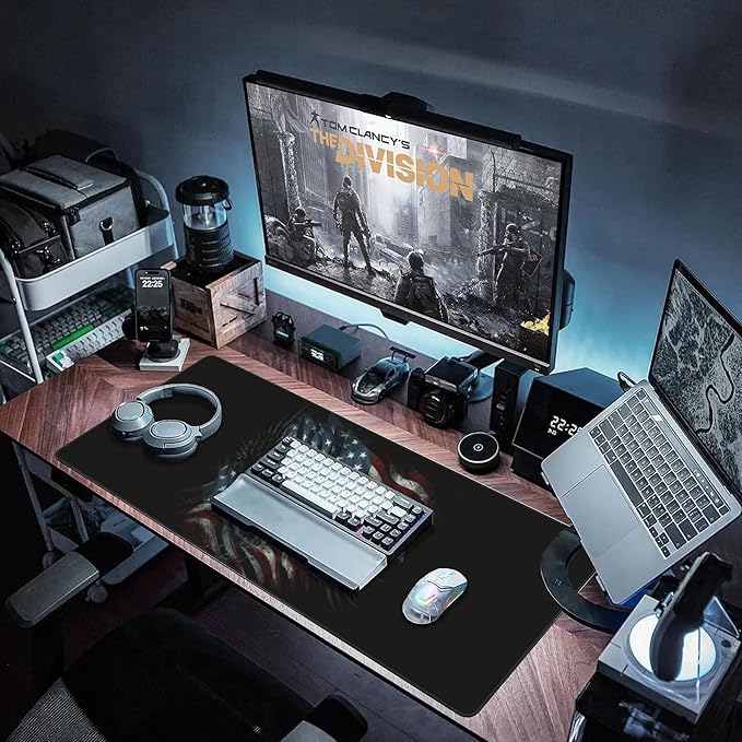 Desk Mat, USA Flag and Bald Eagle Extended Large Gaming Mouse Pad for Desk XXL, Non-Slip Rubber Base Stitched Edges Long Computer Keyboard Desk Pad Mouse Mat for Home Office Gaming 35.4"X15.7"