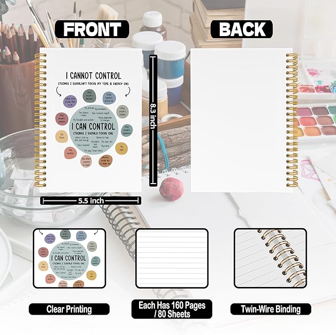 XPH Mental Health Spiral Notebook, Psychology Gifts Journaling Notebook for Note Taking, Therapist Hardcover Journals for Therapy Office 160 Pages 5.5 x 8.3 Inch, Mental Health Gifts for Women Men