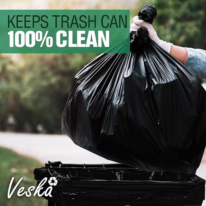 Tasker 40-45 Gallon Trash Bags, (50 Bags w/Ties) Large Black Heavy Duty Garbage Bags - fits 39 Gallon - 40 Gallon - 42 Gallon - 44 Gallon
