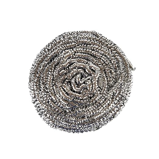 Restaurantware Stainless Steel Scrubber 100-Pack 3.15 x 3.15 x 1.969 Inches Rust-Resistant Metal Scouring Pad Durable Silver Scrub Pad for Pots and Pans Grill Cleaning Scrubber Commercial Kitchen Use