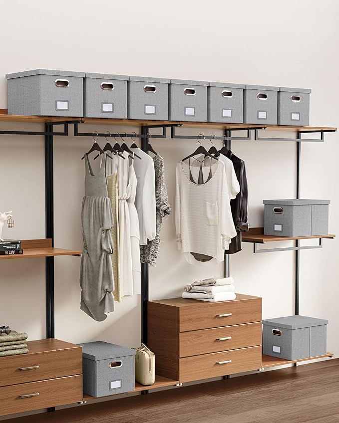 4 Pack File Storage Organizer, Document Organizer, Portable File Box with Lid, Fit for Letter/Legal File Folder Storage,Gray-Box only