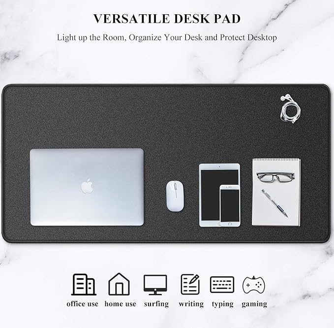 Auhoahsil Extended Mouse Pad, Large XXL Gaming Mouse Pad Desk Pad 35" X 15", Waterproof Desk Mat with Stitched Edges, Non-Slip Laptop Computer Wireless Mouse Keyboard Pad for Office and Gaming, Black