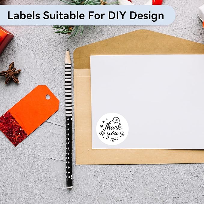 M100 Round Label 1.96" x 1.96" (50x50 mm), Compatible with Label Maker M110/ M220/ M221/ M120/ M250/M150, White, 140 Labels/Roll, Multi-Purpose Adhesive Circle Thermal Labels, Black on White