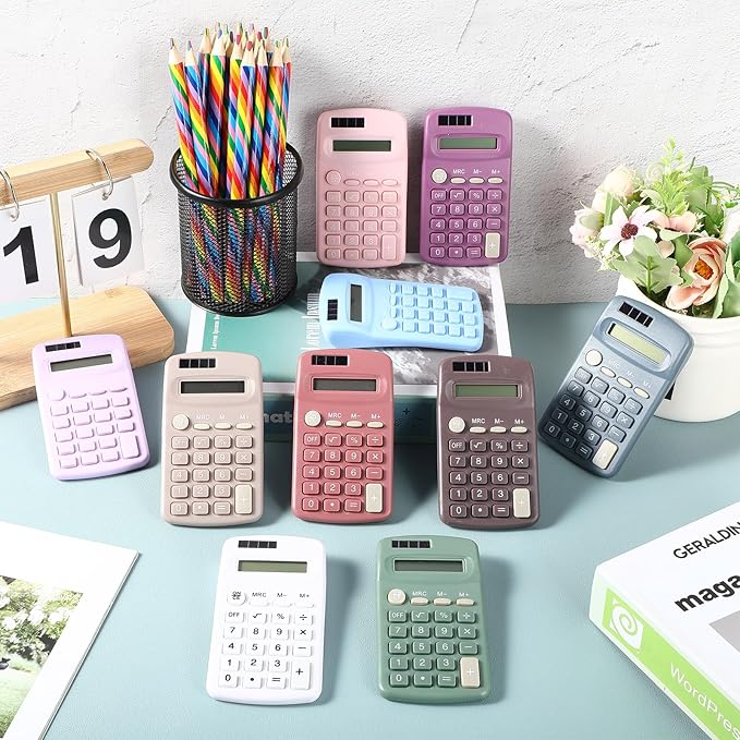 30 Pack Pocket Calculator Small Battery Powered Bulk Mini Size 4 Function Hand Held Basic Calculator for Students Kids School Home Office(Multicolor)