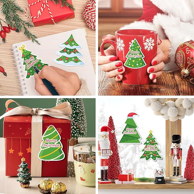 48 PCS Christmas Tree Sticky Note Christmas Note Pads Work Study Notes, 960 Pieces of Christmas Tree Self Adhesive Removable Memo Pads 12 Styles, 20 Sheets Each for Labels