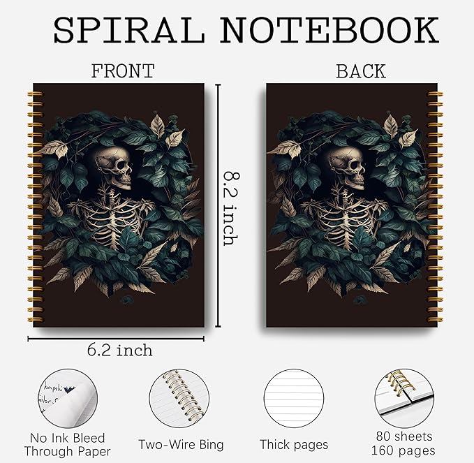 Goth Vintage Journal Notebook - Aesthetical Witchy Journal 5.5×8.3, Gothic Spiral Journal Notebook, Goth Notebook Spiral with 164 Pages