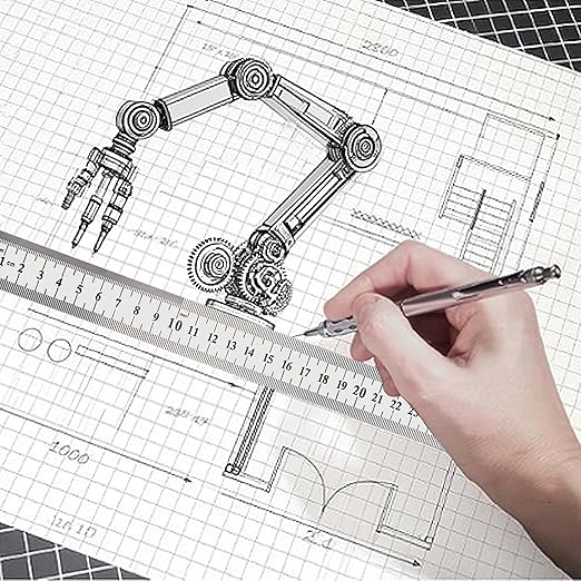 16 Inch Stainless Steel Ruler, Metal Straight Edge Ruler with Metric and Imperial Scales for School, Office, Workshop, 2-Pack