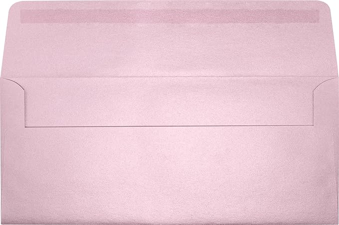 LUXPaper #10 Business Envelopes | Peel & Press | 4 1/8" x 9 1/2" | Rose Quartz Metallic | 80lb. Text | 50 Qty