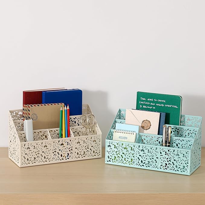 Mail Organizer Countertop, Modern Mail Holder Countertop, Desk Organizers and Accessories, Boho Desk Accessories, Organizer for Bill Mail Papers Letters, Mail Sorters, Pencil holders(Ivory White)