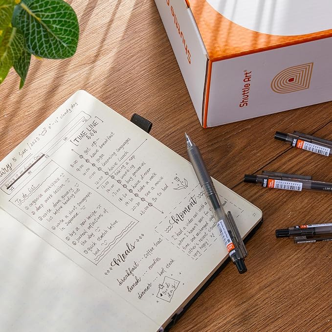 Shuttle Art Black Gel Pens, Ink Glide Series 90 Pack Retractable 0.5mm Fine Point Rollerball Gel Ink Pens Bulk Set Quick Drying Smooth Writing with Grip for Journaling Note Taking Office School Home