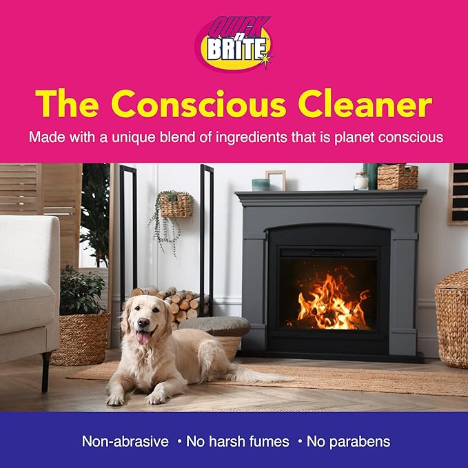 Quick ‘n Brite Fireplace Gel Cleaner for Brick, Stone, Rock, Tile, and Marble, Nonabrasive Fireplace Cleaner, Made in the USA, 16 oz (Pack of 2)
