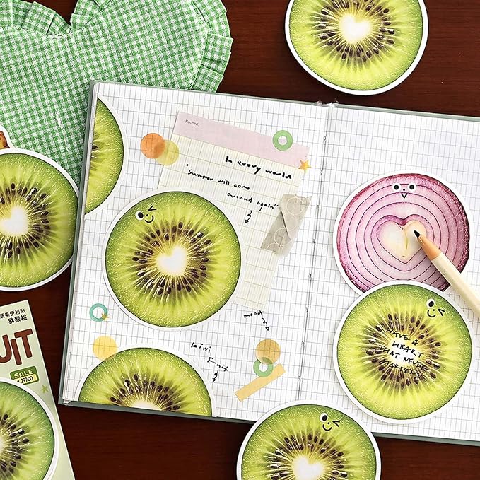 Fruit and Vegetable Sticky Note Pads Set,3x3 Inches 120 Sheets Total Onion Tomato Kiwi Pineapple Themed Memo Pads for Office School Home Use