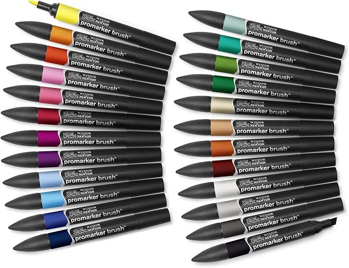 Winsor & Newton ProMarker Brush Set, 24 Count, Student Designer Wallet