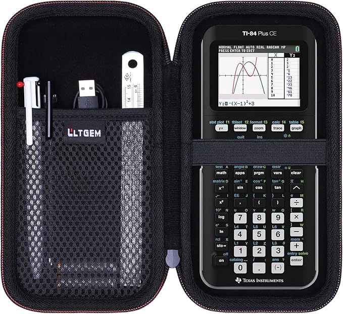 Hard Case Compatible with Texas Instruments TI-84 Plus CE/TI-84 Plus/TI-Nspire CX II CAS/TI-Nspire CX II/TI-83 Plus/TI-85 /TI-86 /TI30xs /TI36X Pro/TI 34 Color Graphing Calculator (Black)