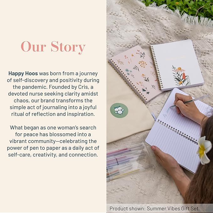 Happy Hoos® Aesthetic Spiral Notebook - 6.25" x 8.25" College Ruled Journal Notebook - Hard Cover Writing Journal for Work, School, Travel, More - Floral Notebook 8 Seasonal Designs (Joyful Journey)