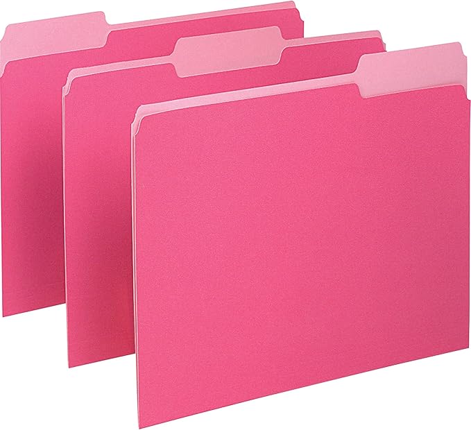 Pendaflex Two-Tone Color File Folders, Letter Size, 1/3 Cut, Pink, 100 Per box (152 1/3 PIN), 12 x 9.88 x 2.38 inches