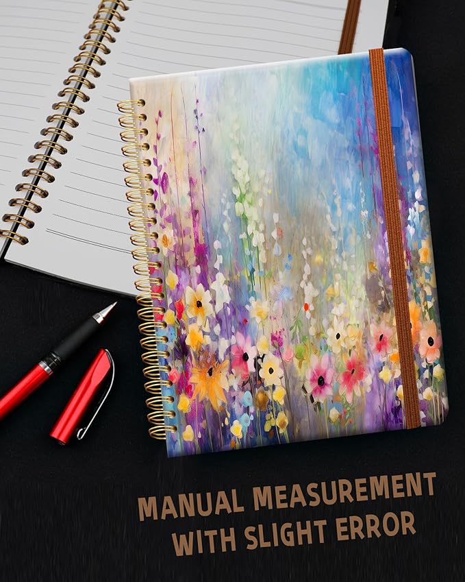 Ruled Spiral Writing Notebook,A5 Hardcover Lined College Journal for Women Lady Girl,Strong Twin-Wire Binding with Premium Paper,8.4" X 6",Perfect for School,Office,Home Gifts(pink purple spring