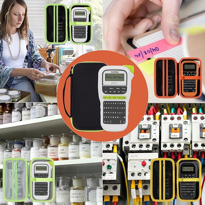 Storage Case Compatible with Brother P-Touch PTH110 / PTH111 Pro / PTE110 Portable Monochrome Label Maker (Black+Yellow Zipper Case)