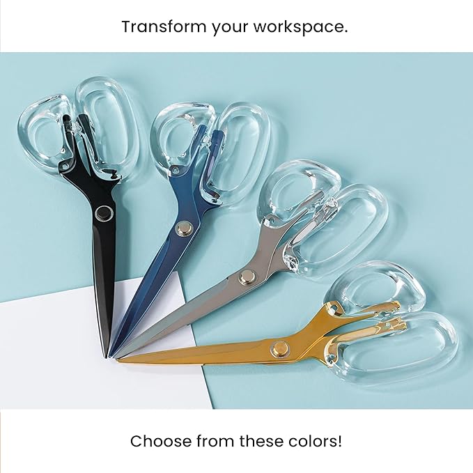 OfficeGoods 9” Stainless Steel Acrylic Scissors for Office and Home - Aesthetic and Sharp All Purpose Scissors, Perfect for Sewing, Arts and Crafts - Sapphire
