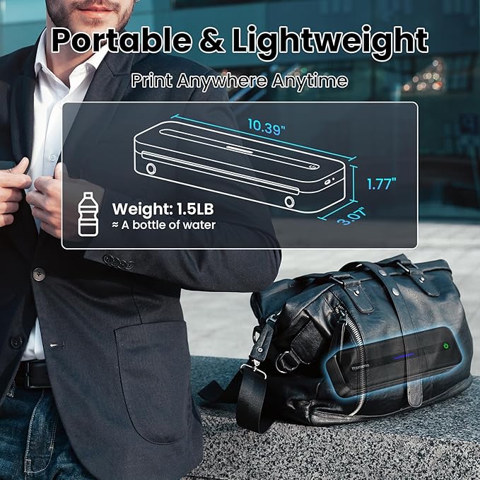 Phomemo Portable Printers Wireless for Travel, M832 Inkless Bluetooth Thermal Printer Support 8.5'' x 11'' US Letter & A4 Size, Compatible with iPhone Android Laptop for Mobile Office Home, with Case