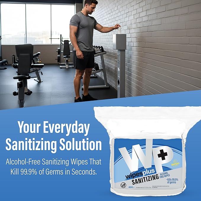 WIPESPLUS Hand Sanitizing Wipes Refill Bag Alcohol-Free Wipe for Restaurant and Retail, 1600 Count, (4 Packs of 400 Sheets)