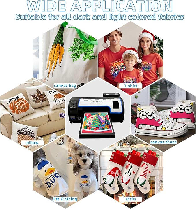 Lancelot Auto-Maintenance M1630 Pro-DTF Printer Machine-Doubled Speed Over L1800 with Auto-Powder Shaker Dryer,White Ink Circulation & Auto-Film Cutter,DTF Printer Bundle for T Shirt Printing