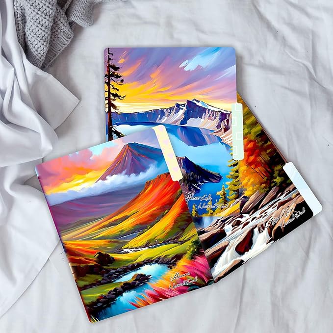 PARTH IMPEX 12 Pack US National Parks Decorative File Folders, 1/3 Cut Tab with Assorted Positions, Letter Size Paper Holders (9.37” x 11.75”) Matte Finish Laminated for Office School Work