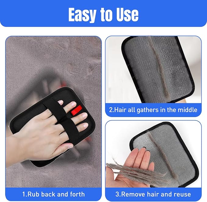VUDANZYER Cat & Dog Grooming Gloves for Shedding, 4PCS Efficient Deshedding Pet Grooming Gloves for Dogs with 1PCS Pet Hair Remover Gloves, Cats & Horses with Long & Short Fur