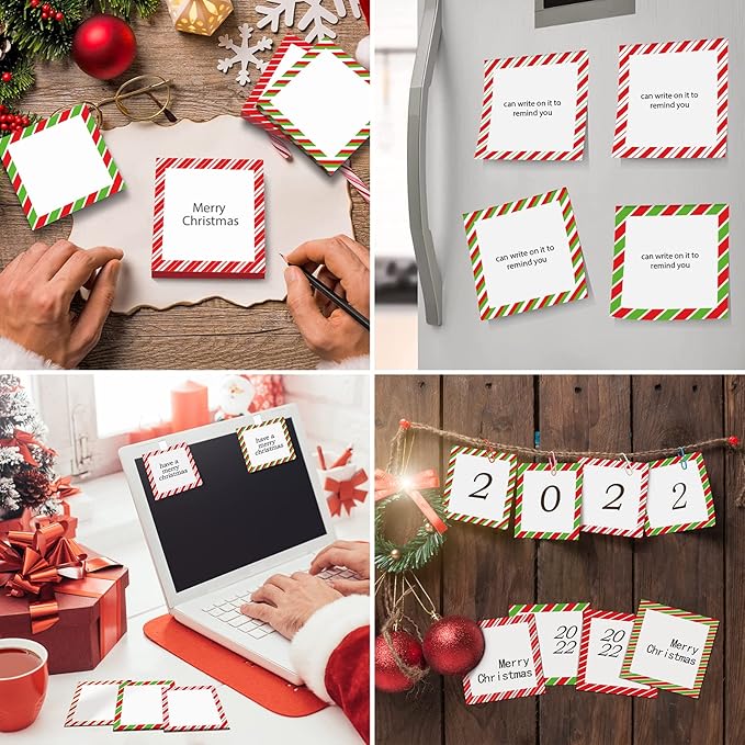 18 Pieces Christmas Sticky Note Christmas Candy Note Pads 900 Pieces of Christmas Notepad Self Adhesive Notebook Removable Memo Pads, 50 Sheets Each for Christmas School Office Home Presents