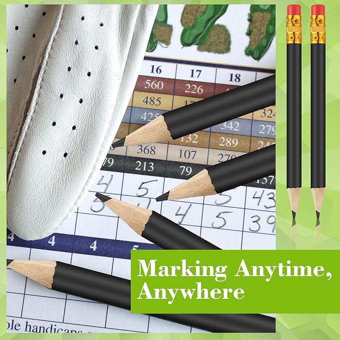 50 Pcs 4 Inch Mini Golf Pencils with Erasers Bulk Pack of Wooden Pencils for Parties Weddings School and Offices (Black)