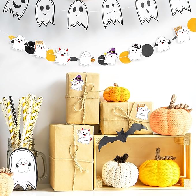 24 Pads Halloween Sticky Notes, Cute Boo Ghost Post It Notes 6 Designs, Halloween Memo Notepads for School Office Students Teachers Gift Supplies