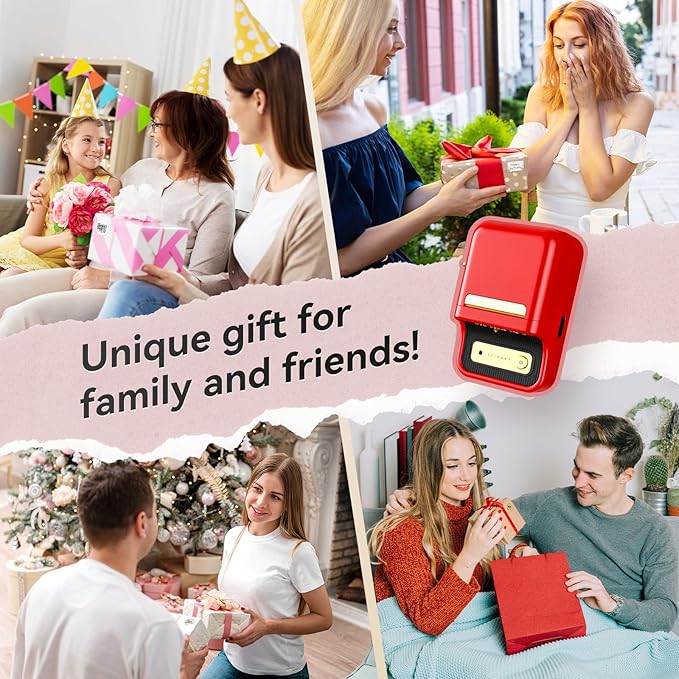 NIIMBOT B21 Label Maker Machine with Tape 2Inch Portable Sticker Printer Thermal Labeler for Jar Price Address Label for Business Home Office Organization, Red