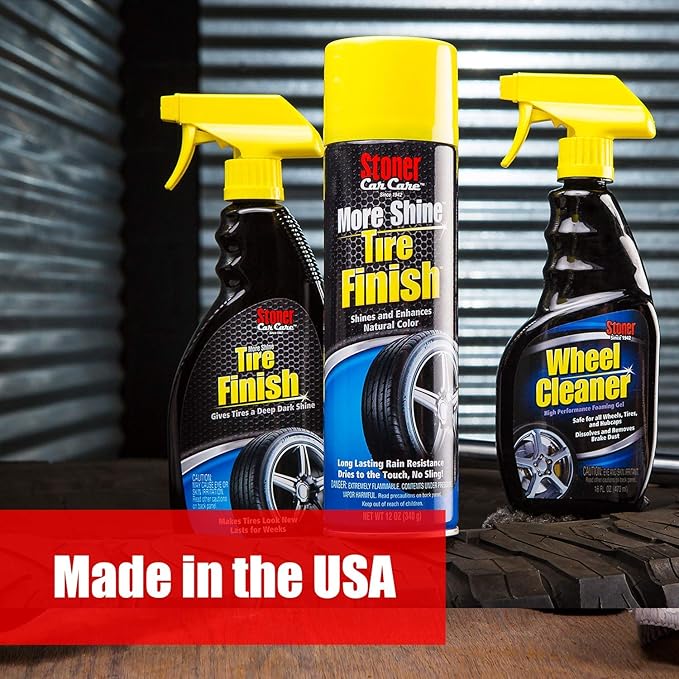 Stoner Car Care 91044 Original More Shine Tire Finish – Tire Shine Spray for a Deep Matte Black Finish with Long-Lasting Rain-Resistant Protection, Non-Greasy No Sling – 12 oz