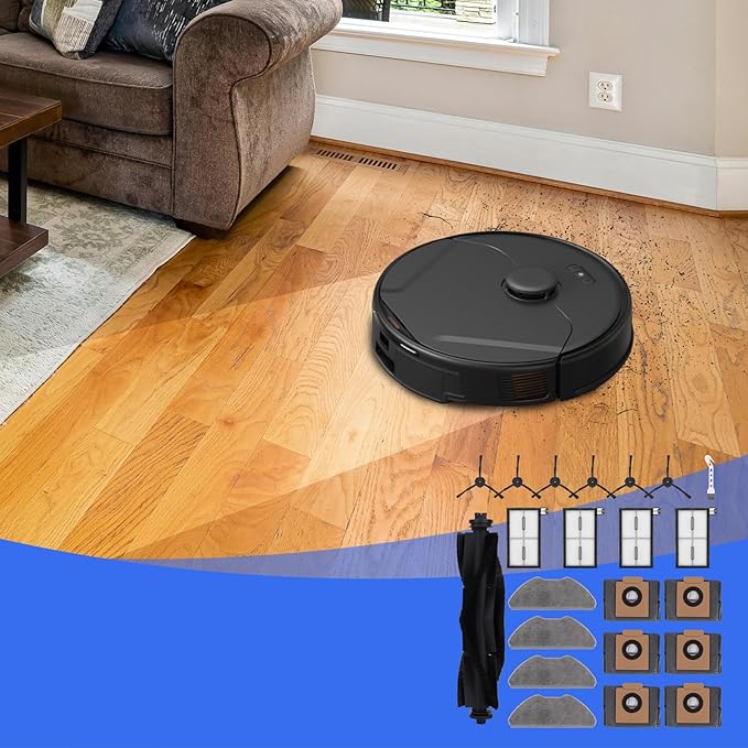 Replacement Parts for Eufy X8 Pro: Compatible with Eufy X8 Pro Series Robot Vacuum Cleaner - 1 Main Brushes,1 Brush, 4 Hybrid Accessory Filters, 6 Side Brushes,4 Mop Pads, 6 Vacuum Bags(22 Pcs)